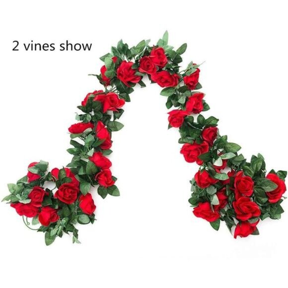 2 Pack (16FT) Artificial Rose Vine Flowers Plants Fake Flower Vine for Wedding - Picture 4 of 7